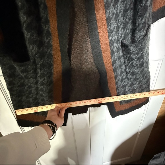 Max Studio Houndstooth Open Front Cardigan Sweater Coat Size Large Jacquard - Picture 6 of 12